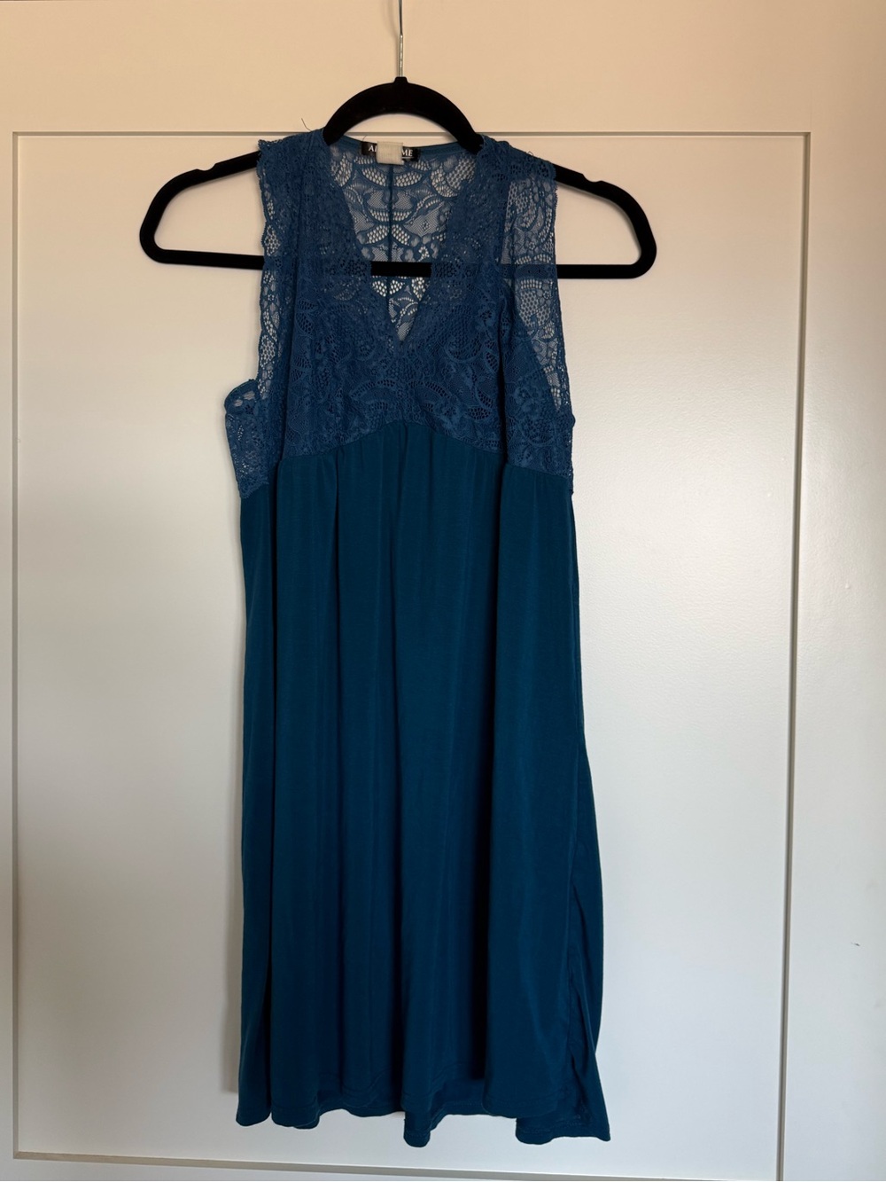 Adore Me Teal Lace-Trim Midi slip Dress